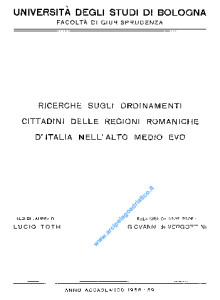 Ricerche sugli ordinamenti cittadini delle regioni romaniche d'italia nell'alto medio evowL-01